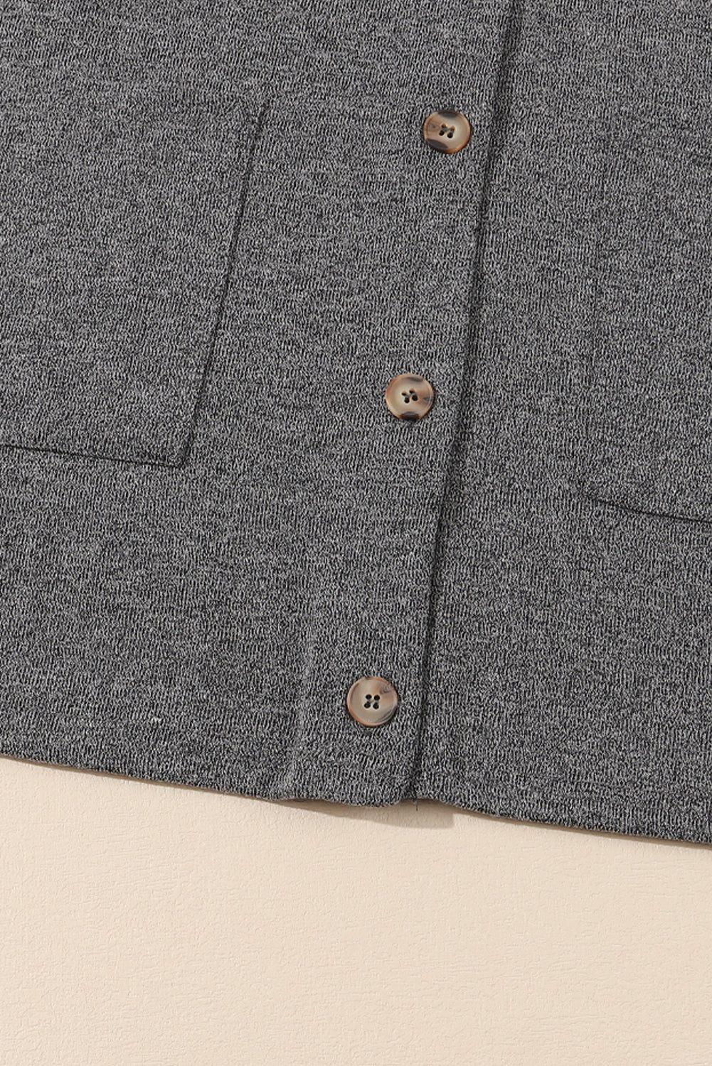 Gray Heather Knit Pocketed Button Front Cardigan Sweaters & Cardigans JT's Designer Fashion