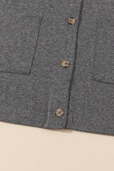 Gray Heather Knit Pocketed Button Front Cardigan Sweaters & Cardigans JT's Designer Fashion