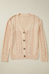 Beige Open Knit Drop Shoulder Sweater Cardigan Cardigans JT's Designer Fashion