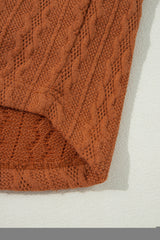 Chestnut Textured Knit Side Pockets Open Front Cardigan Cardigans JT's Designer Fashion