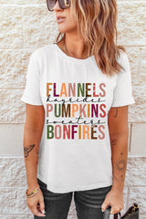 White FLANNELS PUMPKINS BONFIRES Crewneck Graphic Tee Graphic Tees JT's Designer Fashion