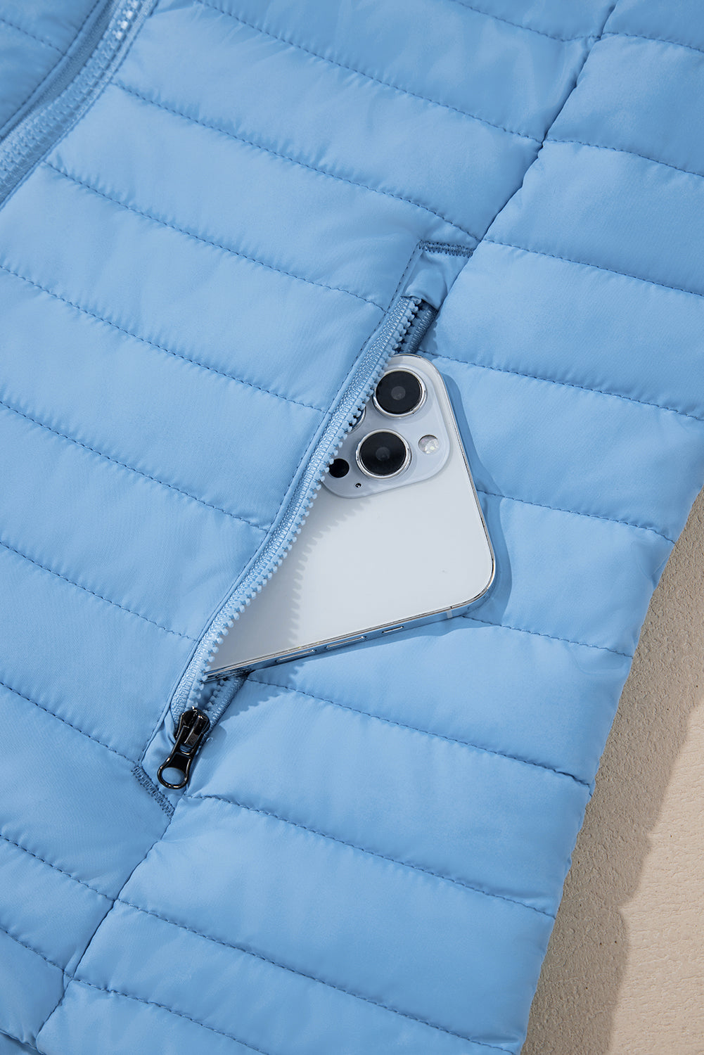Myosotis Solid Color Quilted Zip-up Puffer Jacket Jackets JT's Designer Fashion