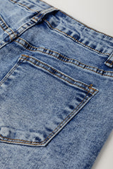 Myosotis Center Seam Cuffed Hem Straight High Waist Jeans Jeans JT's Designer Fashion
