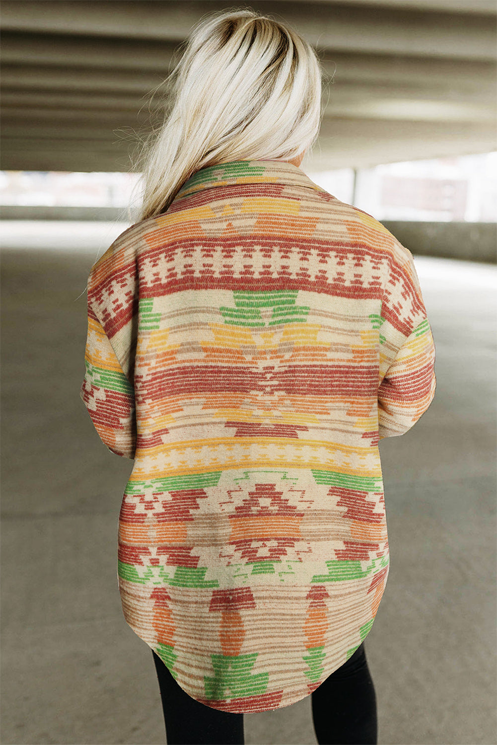 Yellow Western Aztec Print Button Flap Pocket Shacket Jackets JT's Designer Fashion