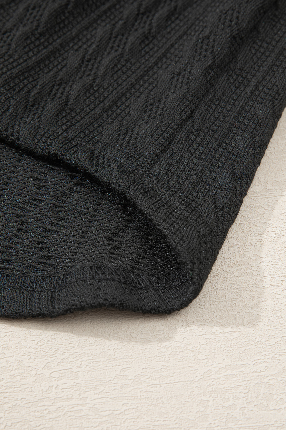Black Textured Knit Side Pockets Open Front Cardigan Cardigans JT's Designer Fashion