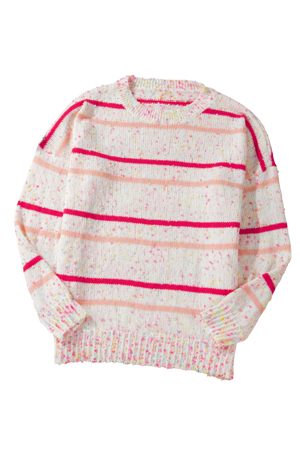Pink Stripe Drop Shoulder Side Split Plus Size Sweater Plus Size Sweaters & Cardigans JT's Designer Fashion