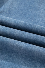 Blue Mid Rise Asymmetrical Waist Wide Leg Jeans Jeans JT's Designer Fashion