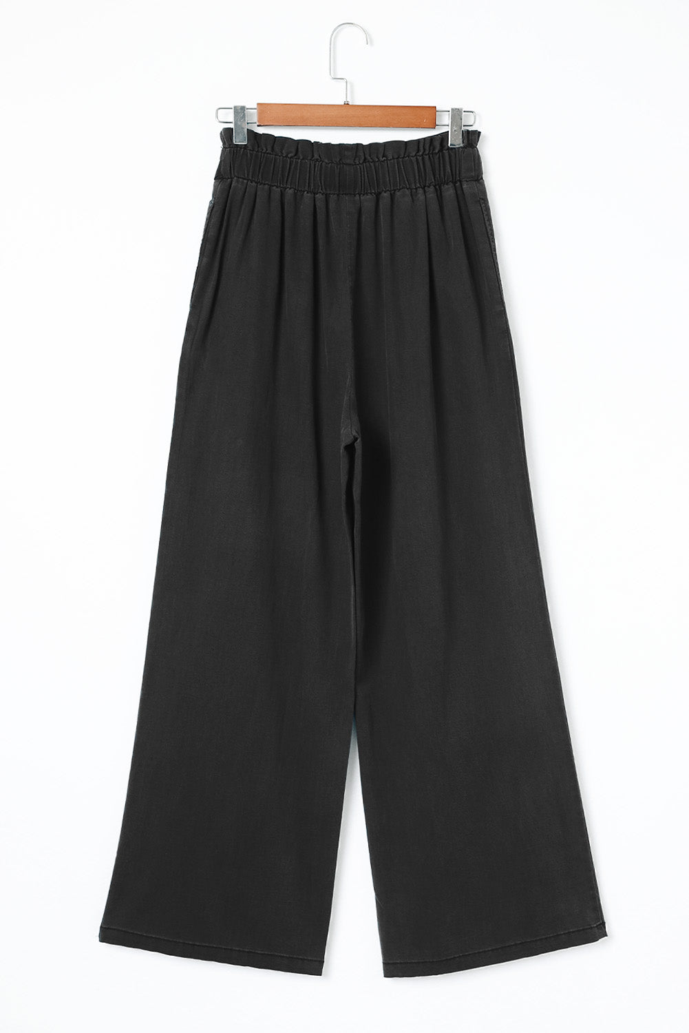 Black High Waist Pocketed Wide Leg Tencel Jeans Jeans JT's Designer Fashion