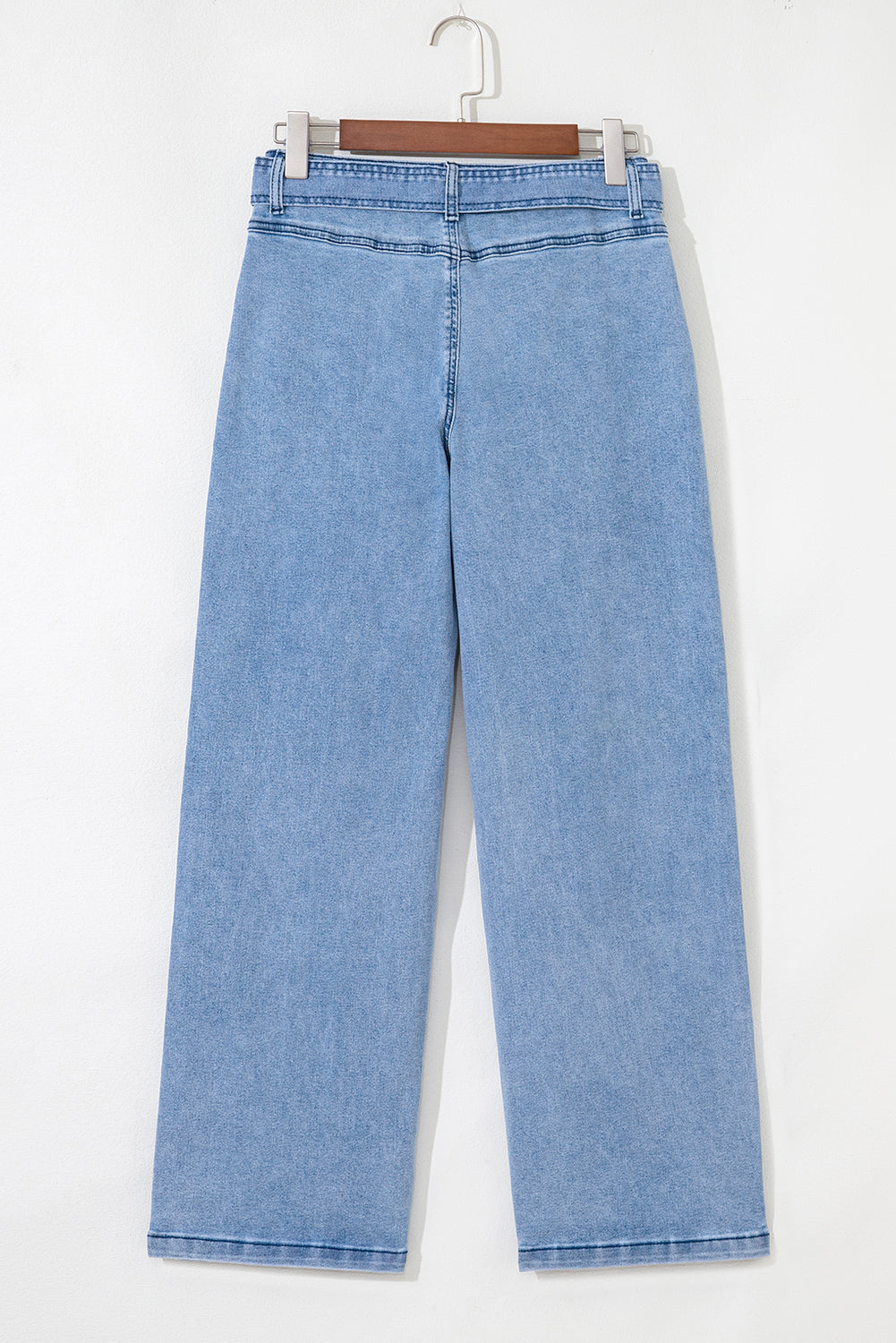 Beau Blue Western Washed Bow Knot Sash Wide Leg Jeans Jeans JT's Designer Fashion