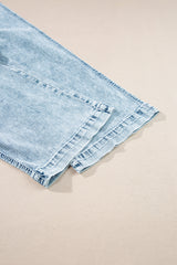 Myosotis Mineral Wash Drawstring Elastic Waistband Loose Straight Denim Pants Jeans JT's Designer Fashion