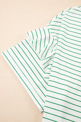 Green Stripe Ruffled Short Sleeve Crew Neck T Shirt Shift Mini Dress T Shirt Dresses JT's Designer Fashion