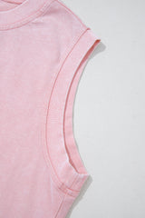 Light Pink 2 Pieces Mineral Wash Cotton Tank Top Lined Split Skirt Set Two Piece Dresses JT's Designer Fashion