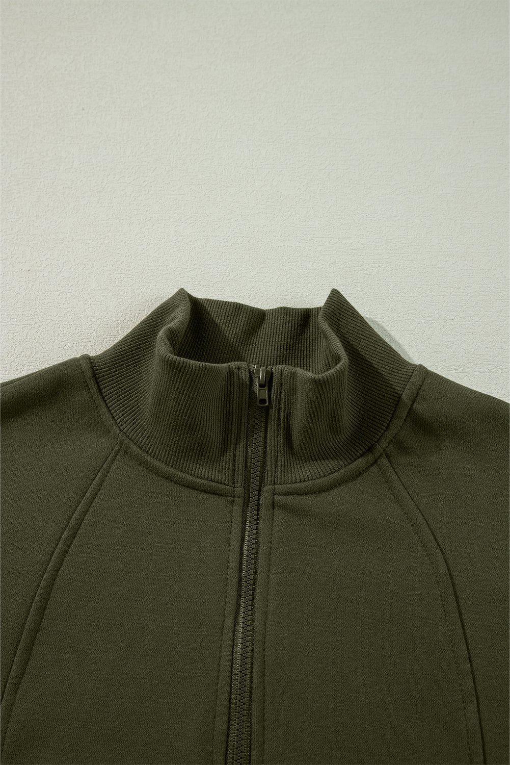 Jungle Green Zipped Neck Pullover Drop Shoulder Sweatshirt Sweatshirts & Hoodies JT's Designer Fashion
