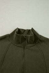 Jungle Green Zipped Neck Pullover Drop Shoulder Sweatshirt Sweatshirts & Hoodies JT's Designer Fashion