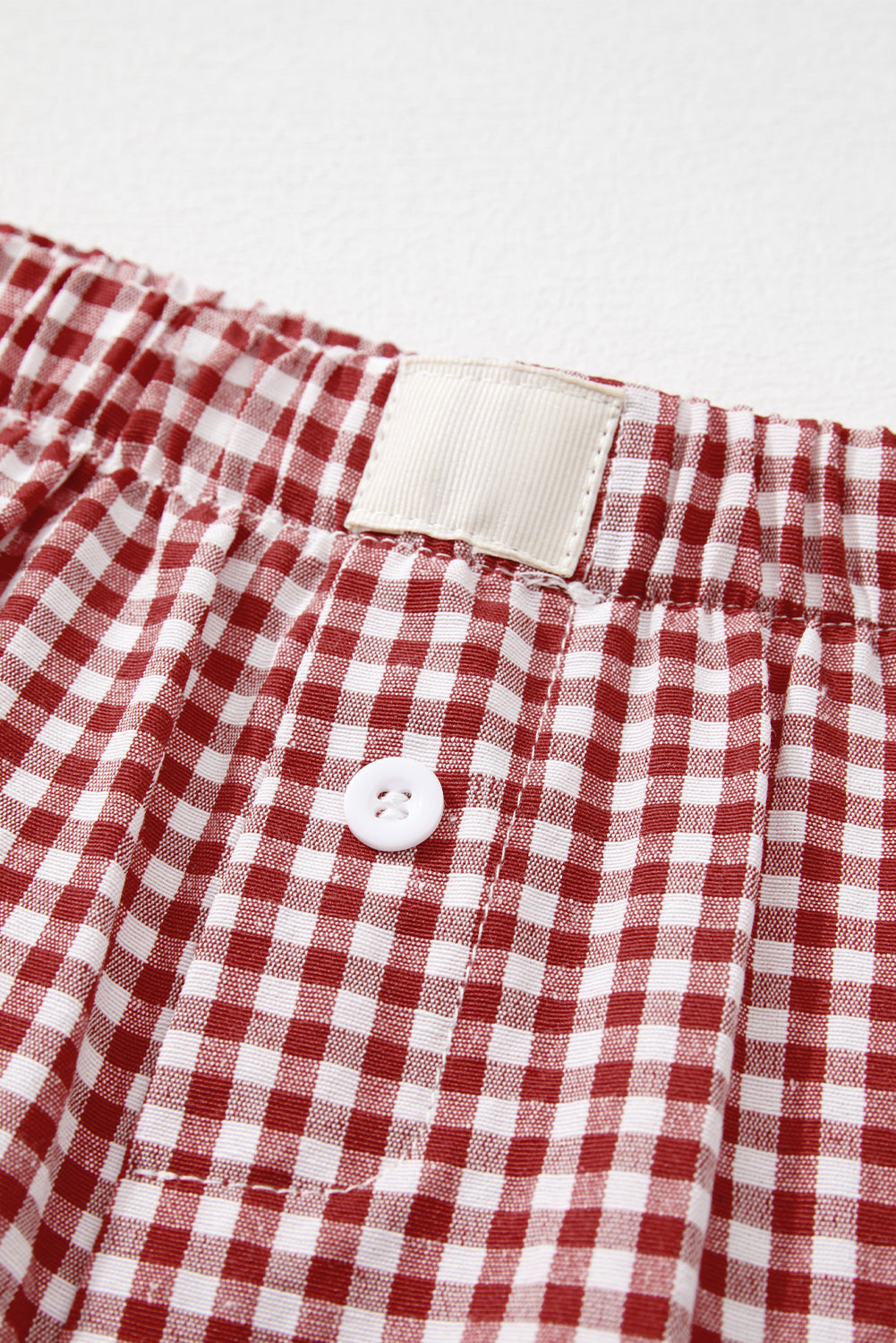 Red Gingham Printed High Waist Shorts Casual Shorts JT's Designer Fashion
