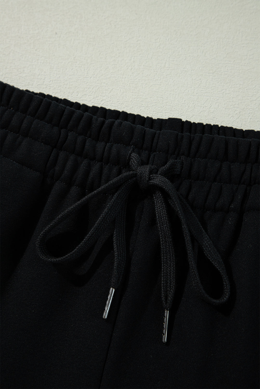 Black Solid Color Fleece Lined Drawstring Waist Casual Pants Pants & Culotte JT's Designer Fashion