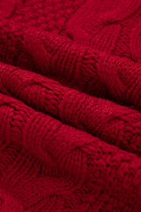 Racing Red Color Contrast Edge Cable Knit Buttoned Cardigan Cardigans JT's Designer Fashion