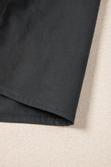 Black Shirt Style Button Down Puff Sleeve Ruffle Hem Dress Mini Dresses JT's Designer Fashion