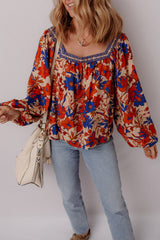 Multicolour Floral Print Square Neck Backless Loose Fit Blouse Blouses & Shirts JT's Designer Fashion