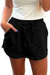 Black French Terry Drawstring Mini Skort with Pockets Skirts & Petticoat JT's Designer Fashion