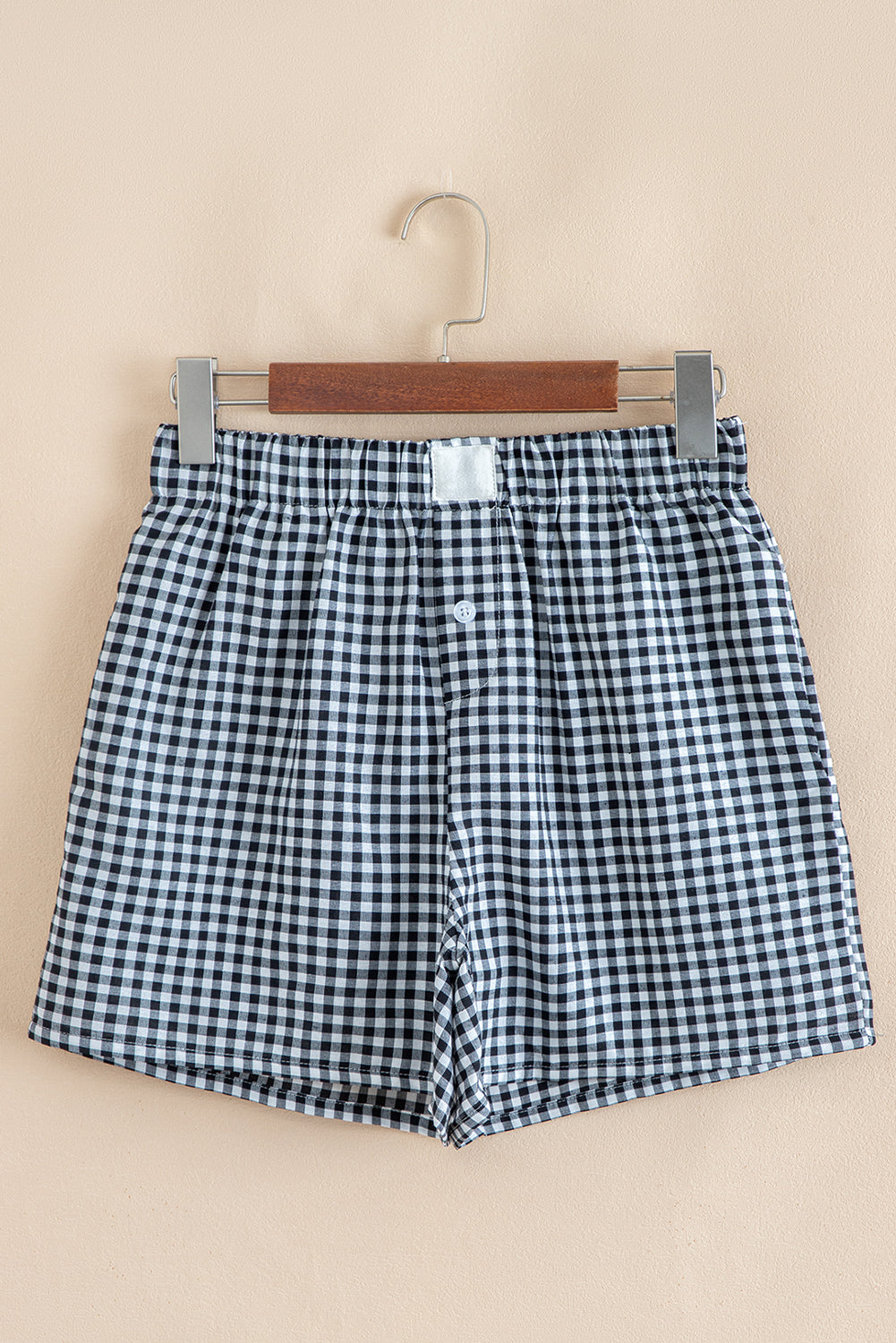 Black Gingham Printed High Waist Shorts Casual Shorts JT's Designer Fashion