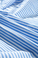 Sky Blue Stripe Bubble Short Sleeve Tiered Scallop Long Dress Maxi Dresses JT's Designer Fashion