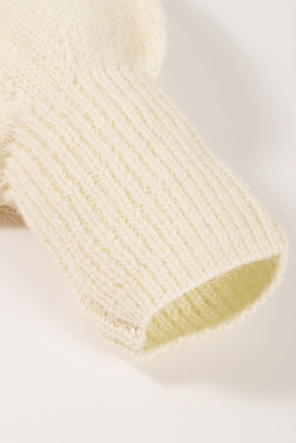 White Wavy Striped Pointelle Bishop Sleeve Sweater Sweaters & Cardigans JT's Designer Fashion
