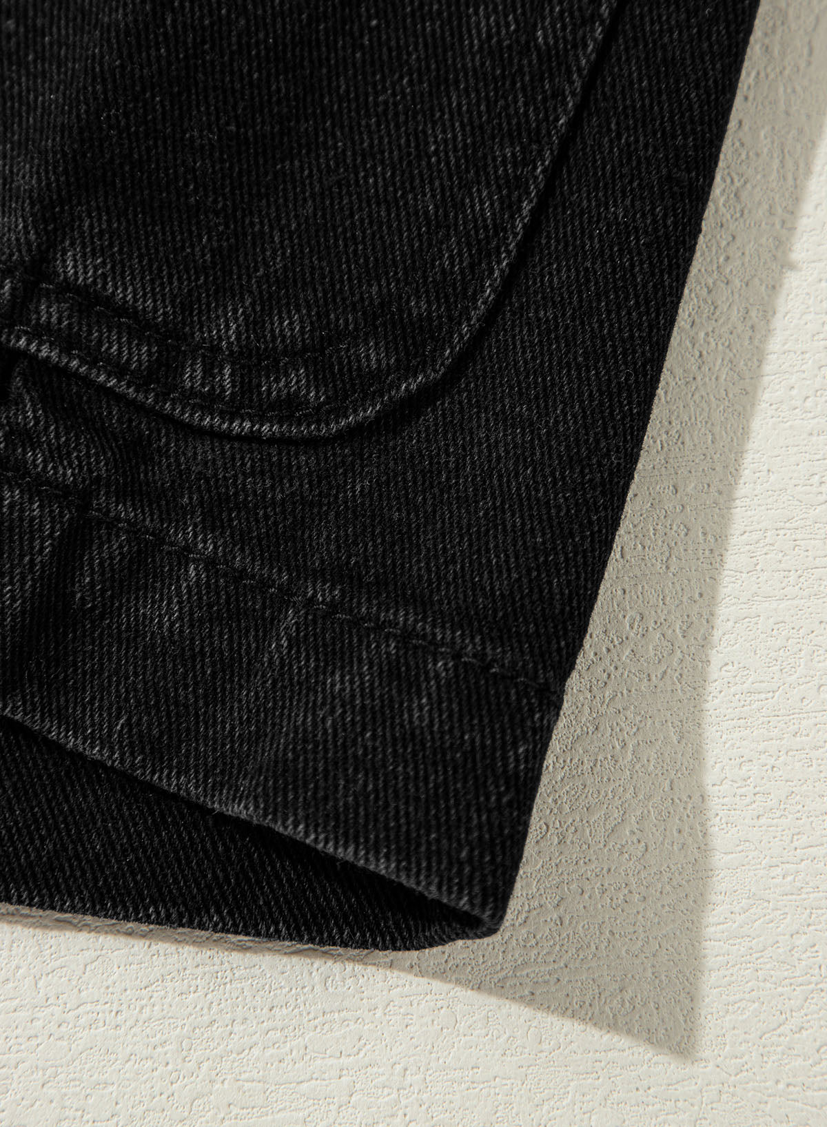 Black Side Pockets Lapel Collar Denim Jacket Denim Jackets JT's Designer Fashion