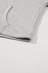 Light Grey Solid Kangaroo Pocket Half Zipper Oversized Hoodie Sweatshirts & Hoodies JT's Designer Fashion