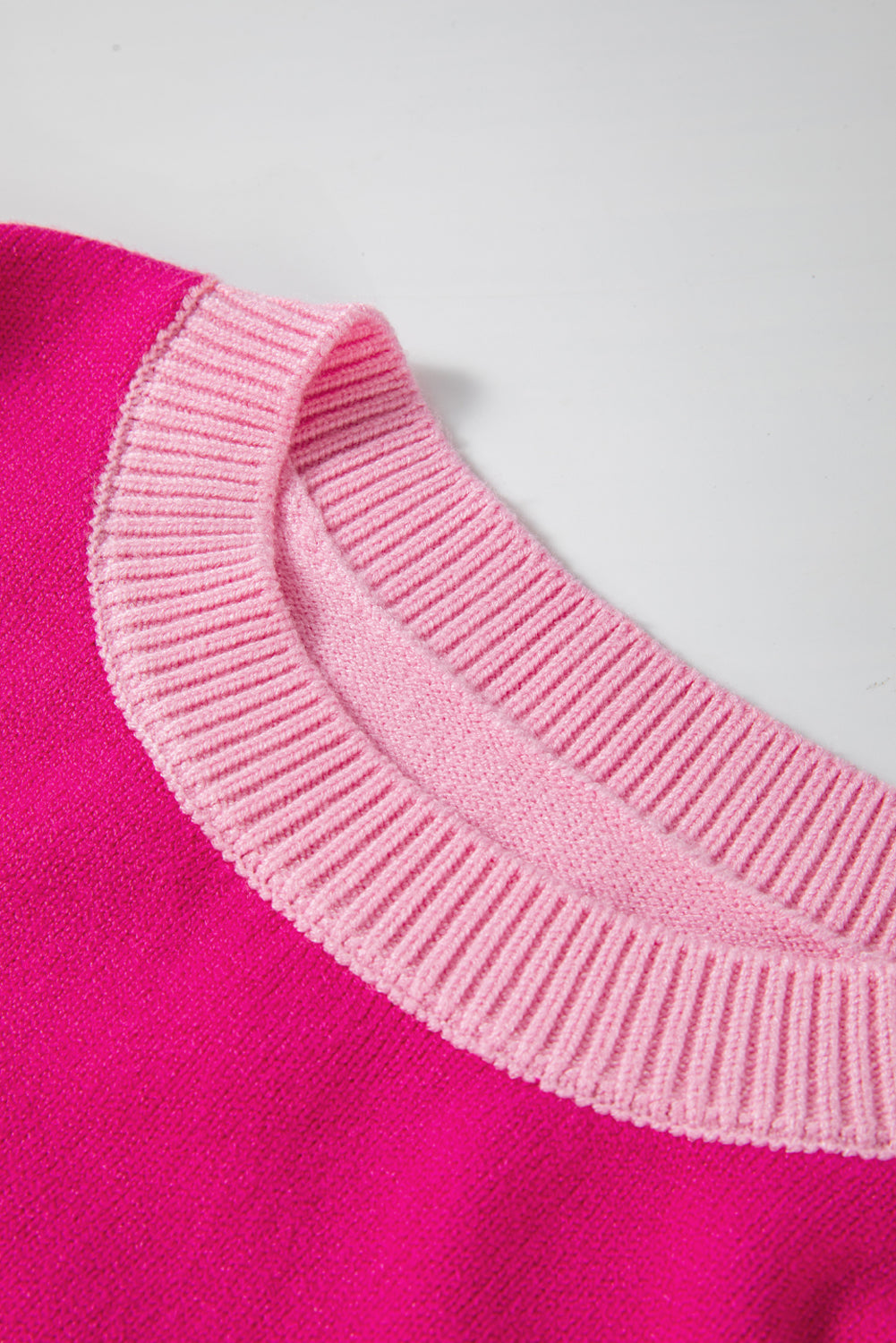 Bonbon Three Tone Contrast Round Neck Loose Sweater Sweaters JT's Designer Fashion