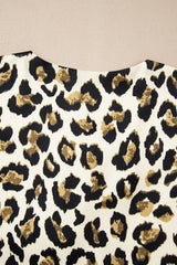 Apricot Leopard Bubble Sleeve Bow Tie Front Peplum Blouse Blouses & Shirts JT's Designer Fashion