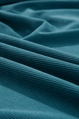 Blue Corduroy Snap Buttons Empire Waist Bracelet Sleeve Dress Mini Dresses JT's Designer Fashion
