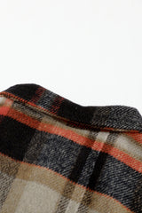 Khaki Geometric Plaid Print Pocketed Shacket Plaid Shackets JT's Designer Fashion