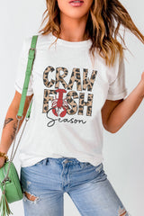 White Leopard CRAWFISH Season Lettering Casual Tee Graphic Tees JT's Designer Fashion