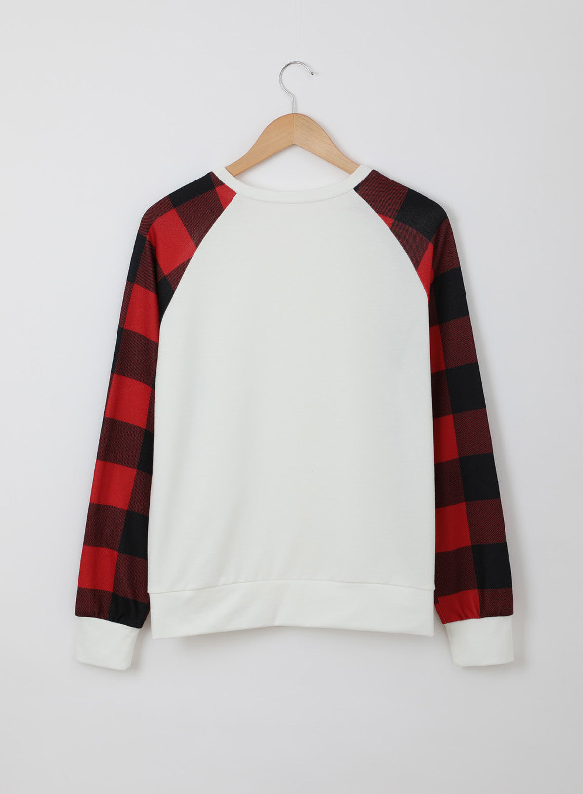 White Buffalo Plaid Long Sleeve Sweatshirt Sweatshirts & Hoodies JT's Designer Fashion
