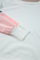 White French Terry Color Block Long Sleeve Top Long Sleeve Tops JT's Designer Fashion