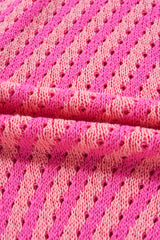 Pink Striped Buttoned V Neck Drop Shoulder Cardigan Cardigans JT's Designer Fashion