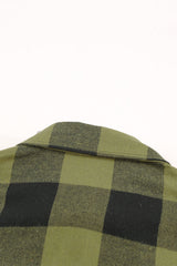 Green Turn-down Collar Plaid Shirt Coat Coats JT's Designer Fashion