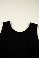 Black Corduroy Sleeveless Mini Dress With Patched Pockets Mini Dresses JT's Designer Fashion