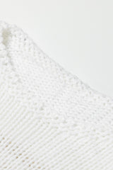 White Striped Knit Puff Sleeve Casual Sweater Sweaters JT's Designer Fashion