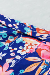 Blue Floral Print Lace-up High Waist Bodycon Mini Skirt Skirts & Petticoat JT's Designer Fashion