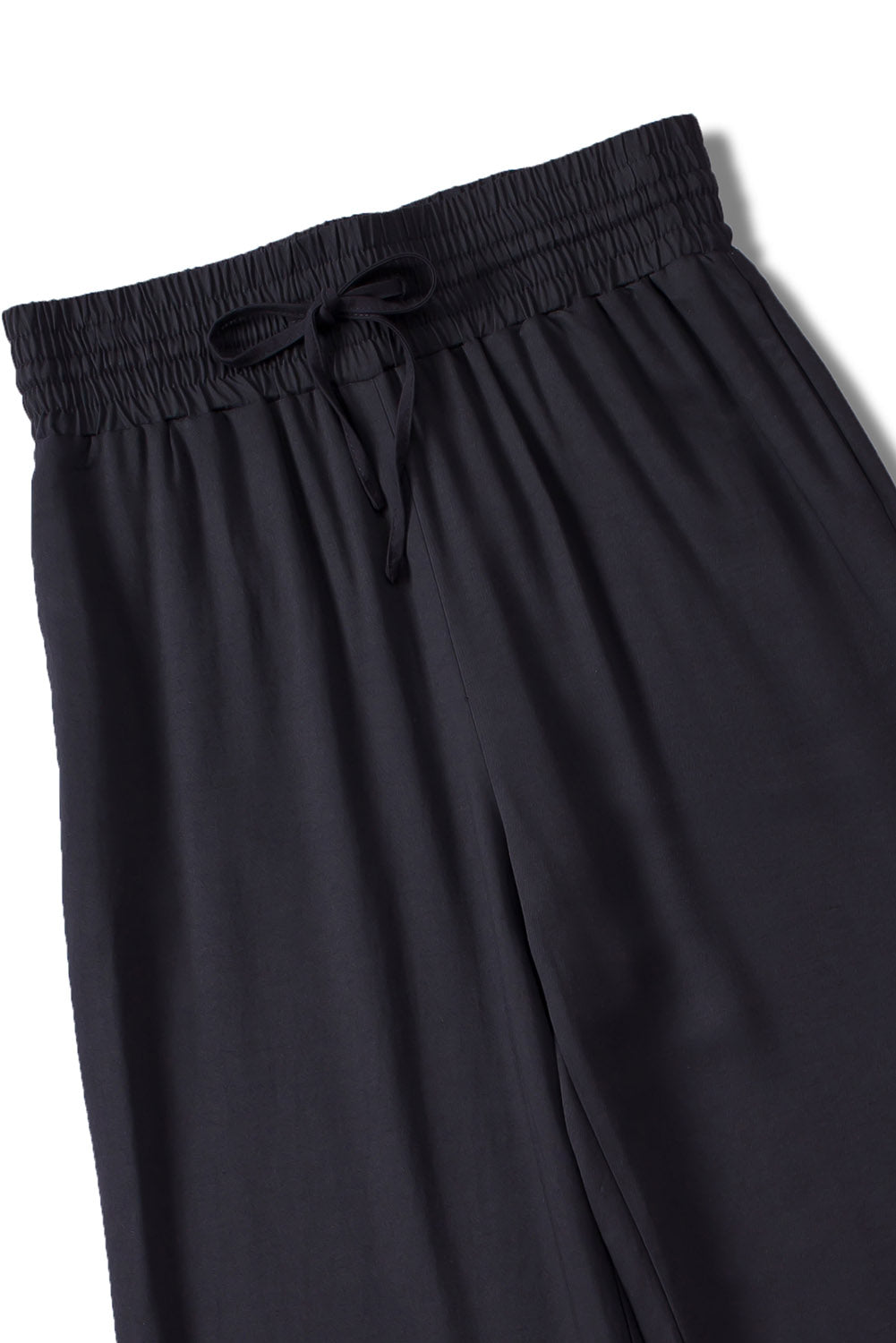 Black Drawstring Elastic Waist Casual Wide Leg Pants Pants & Culotte JT's Designer Fashion