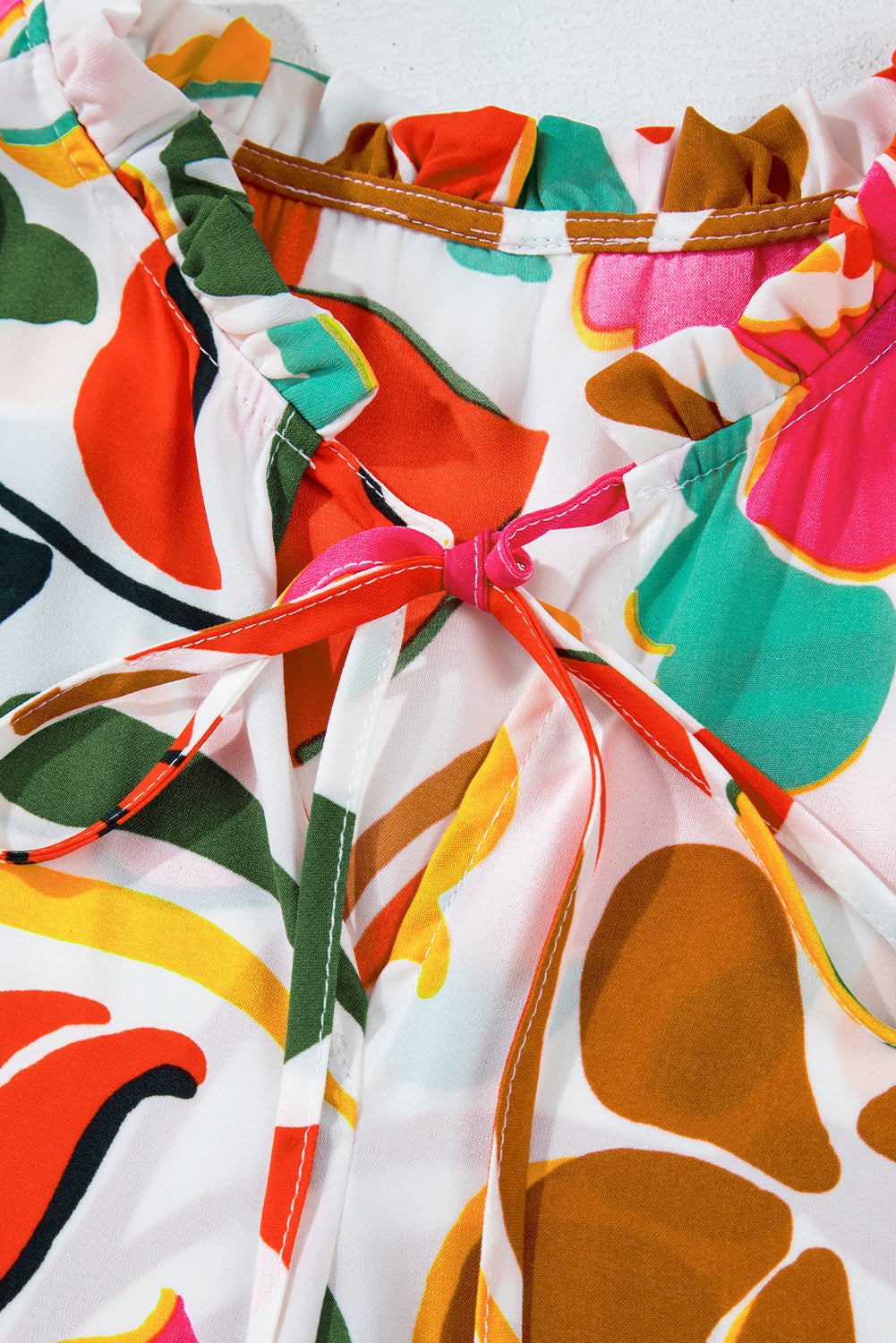 Orange Floral Print Drawstring V Neck Tiered Plus Size Dress Plus Size Maxi Dresses JT's Designer Fashion