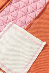 Coral Quilted Textured Patchwork Loose Fit Hooded Jacket Jackets JT's Designer Fashion