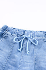 Sky Blue Pocketed Distressed Denim Joggers Jeans JT's Designer Fashion