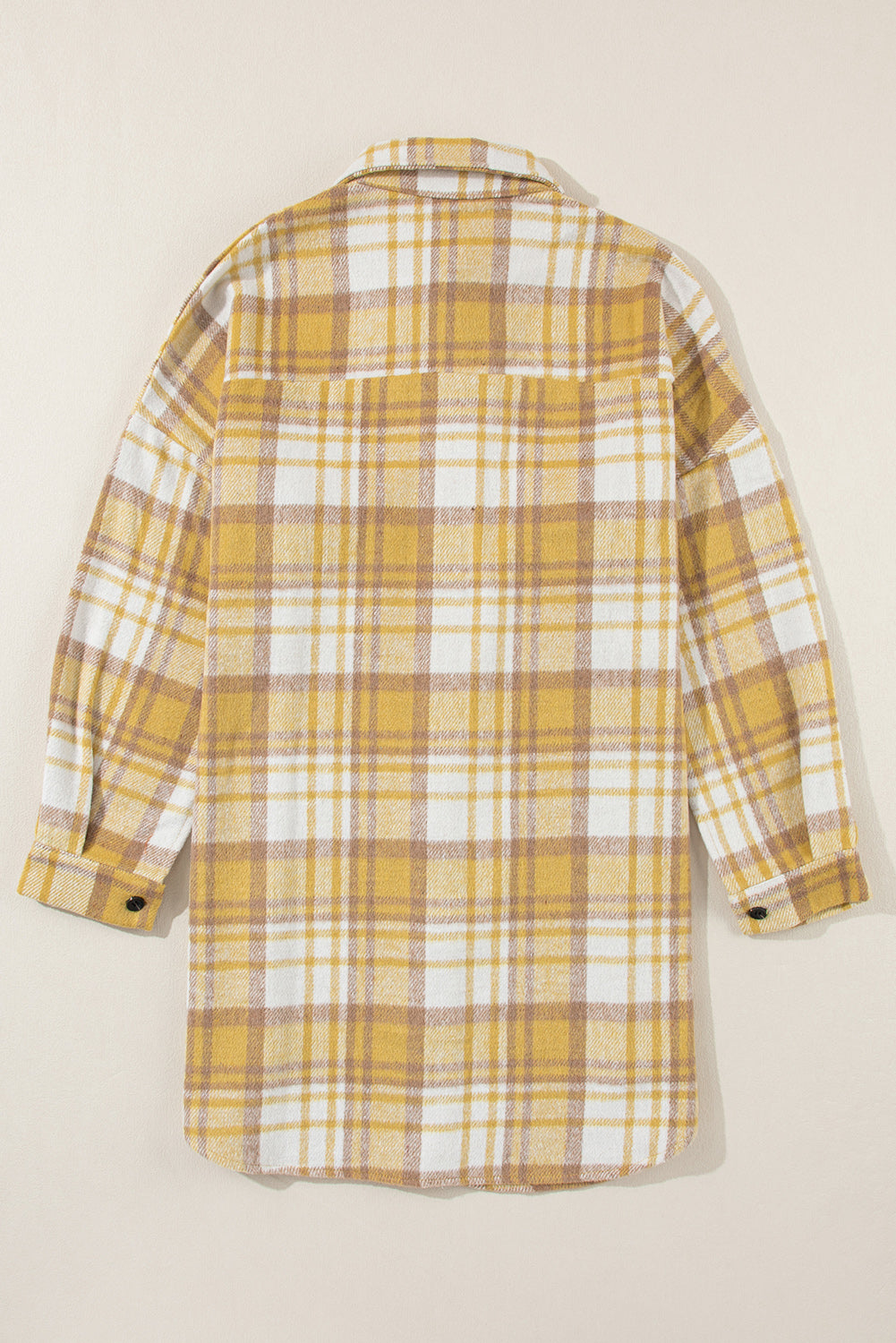 Yellow Plaid Flap Pocket Long Sleeve Shacket Plaid Shackets JT's Designer Fashion