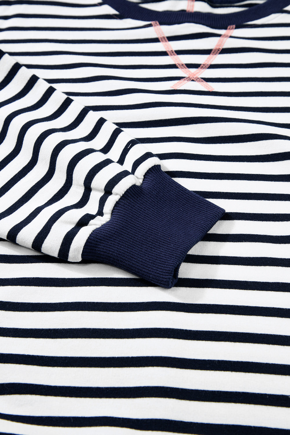 White Stripe Color Block Exposed Seam Loose Fit Sweatshirt Sweatshirts & Hoodies JT's Designer Fashion