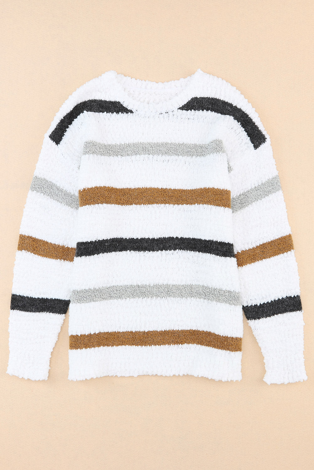 Striped Popcorn Knit Sweater Sweaters JT's Designer Fashion