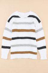 Striped Popcorn Knit Sweater Sweaters JT's Designer Fashion