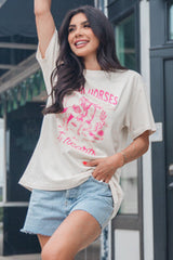 White Western BREAK HORSES Cowboy Graphic Crewneck T Shirt Graphic Tees JT's Designer Fashion